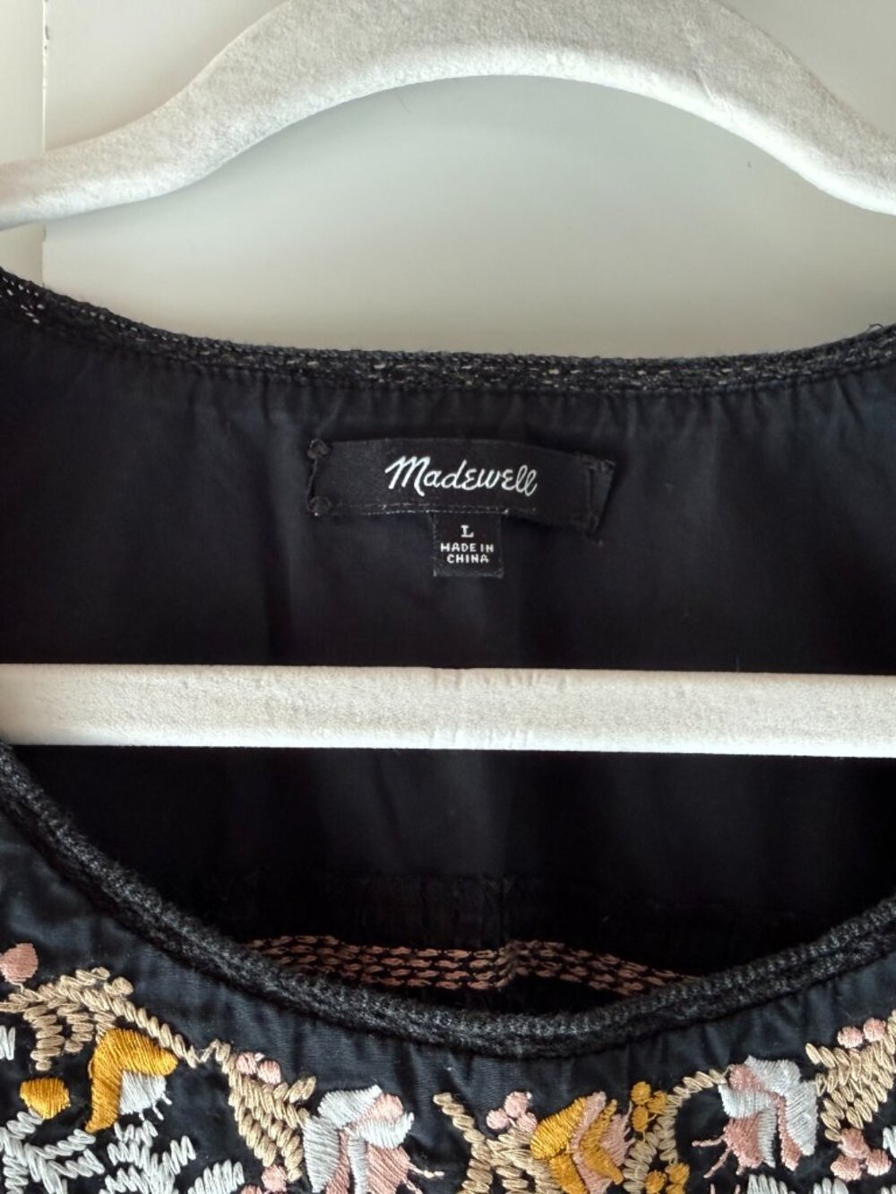Madewell Springtime Black Embroidered Short Sleeve Blouse Size L - Picture 6 of 7